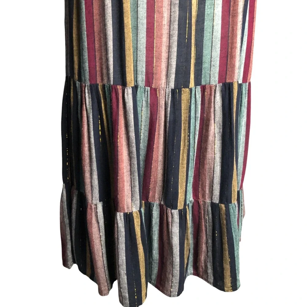 VELVET By Graham & Spencer‎ Viscose Linen Boho Stripe Sleeveless Dress S $189